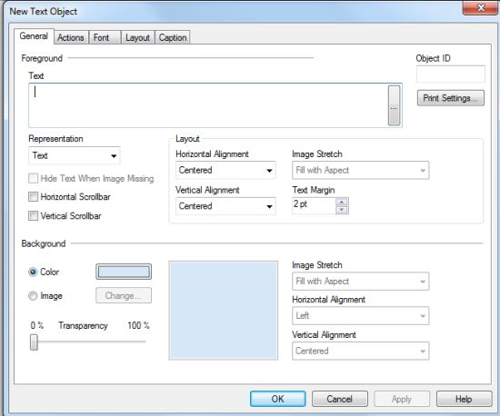 After right click on text object